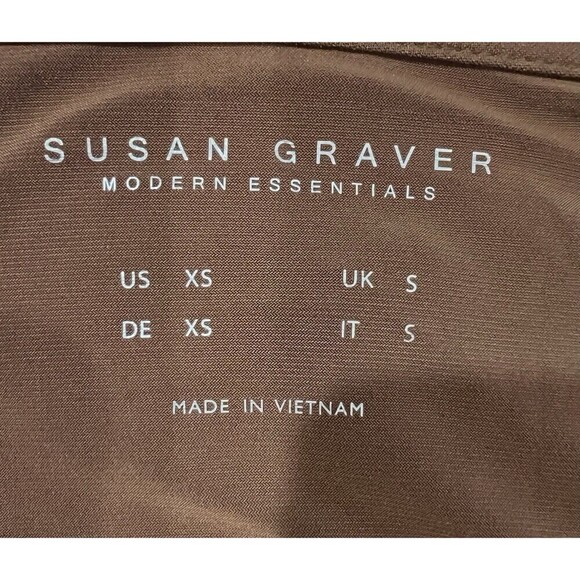 Susan Graver Brown Modern Essentials Liquid Knit Cowl Neck Top QVC Size XS - Picture 6 of 7